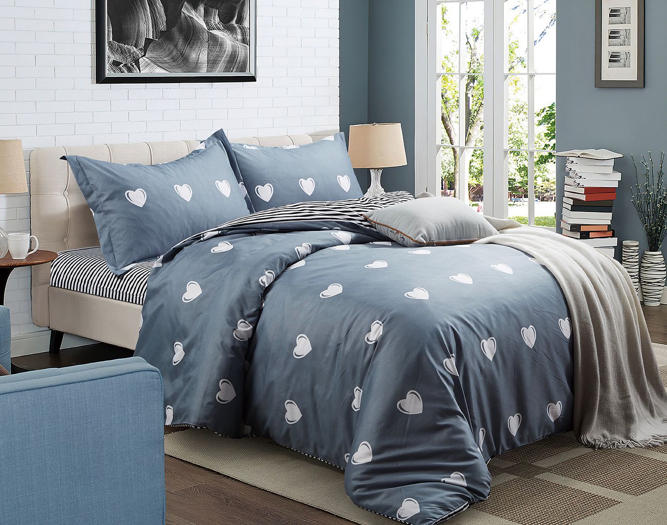 Premium 100% Cotton Cooper Super King Size Quilt Cover Set - Breathable Duvet Cover with Zipper Closure - Luxury Bedding for Master Bedroom & Guest Room