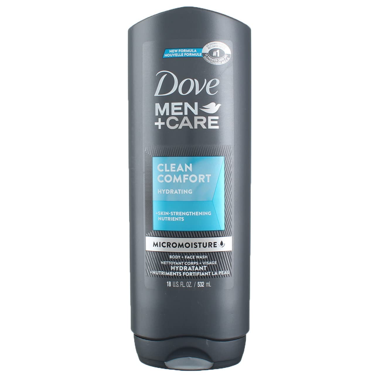 DOVE MEN + CARE Body and Face Wash, Clean Comfort 4-Pack | Hydrating & Strengthening Skin Care for Men | Effectively Removes Bacteria | Ideal for Gym, Workout & Daily Shower Routine