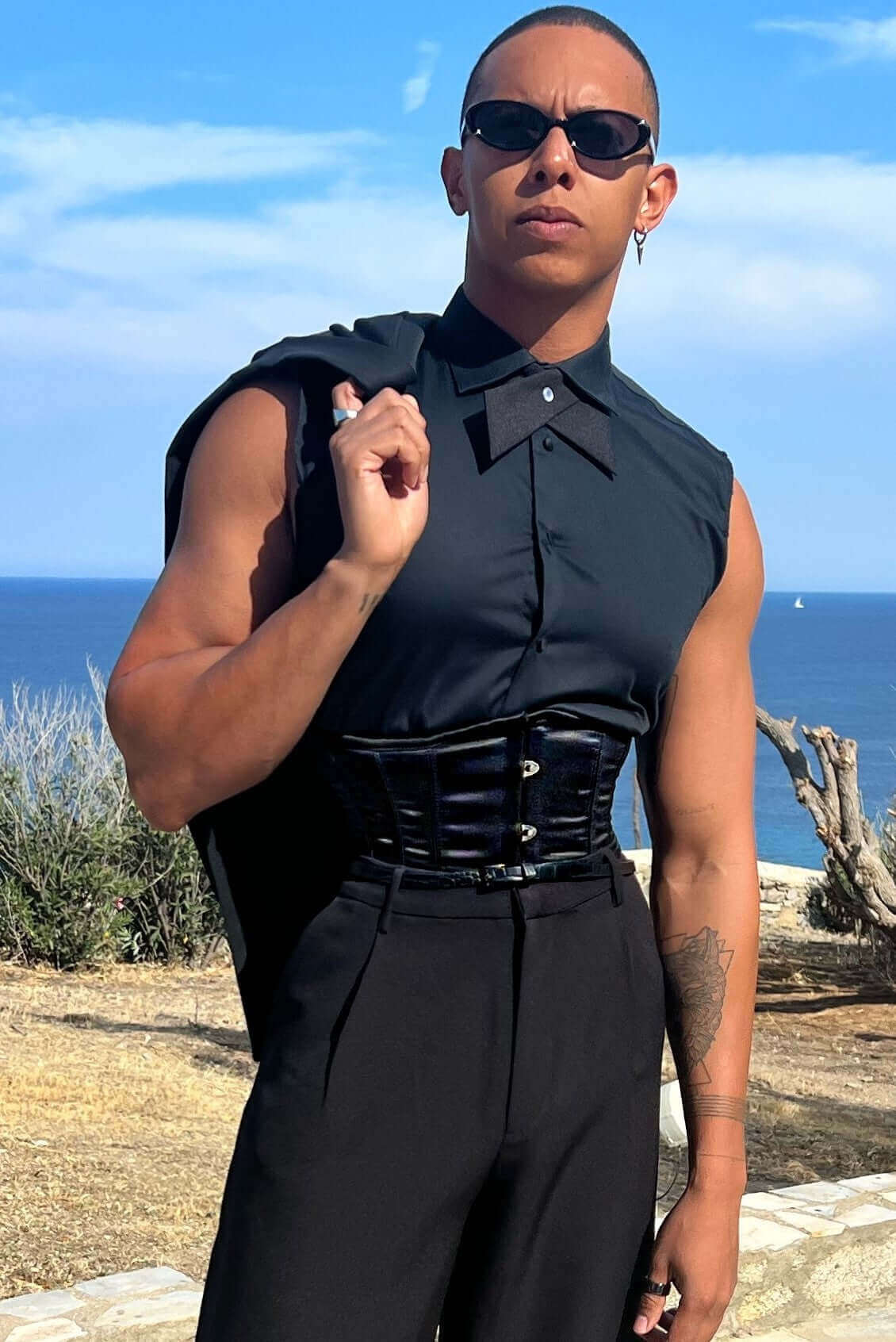 Men's Steel Boned Minnie Black Corset - Gothic Waist Trainer for Cosplay, Burlesque & Formal Events