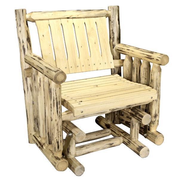 Montana Log Single Seat Glider - Rustic Wooden Porch Swing Chair for Outdoor Relaxation | Perfect for Patio, Garden, Deck & Backyard Lounging