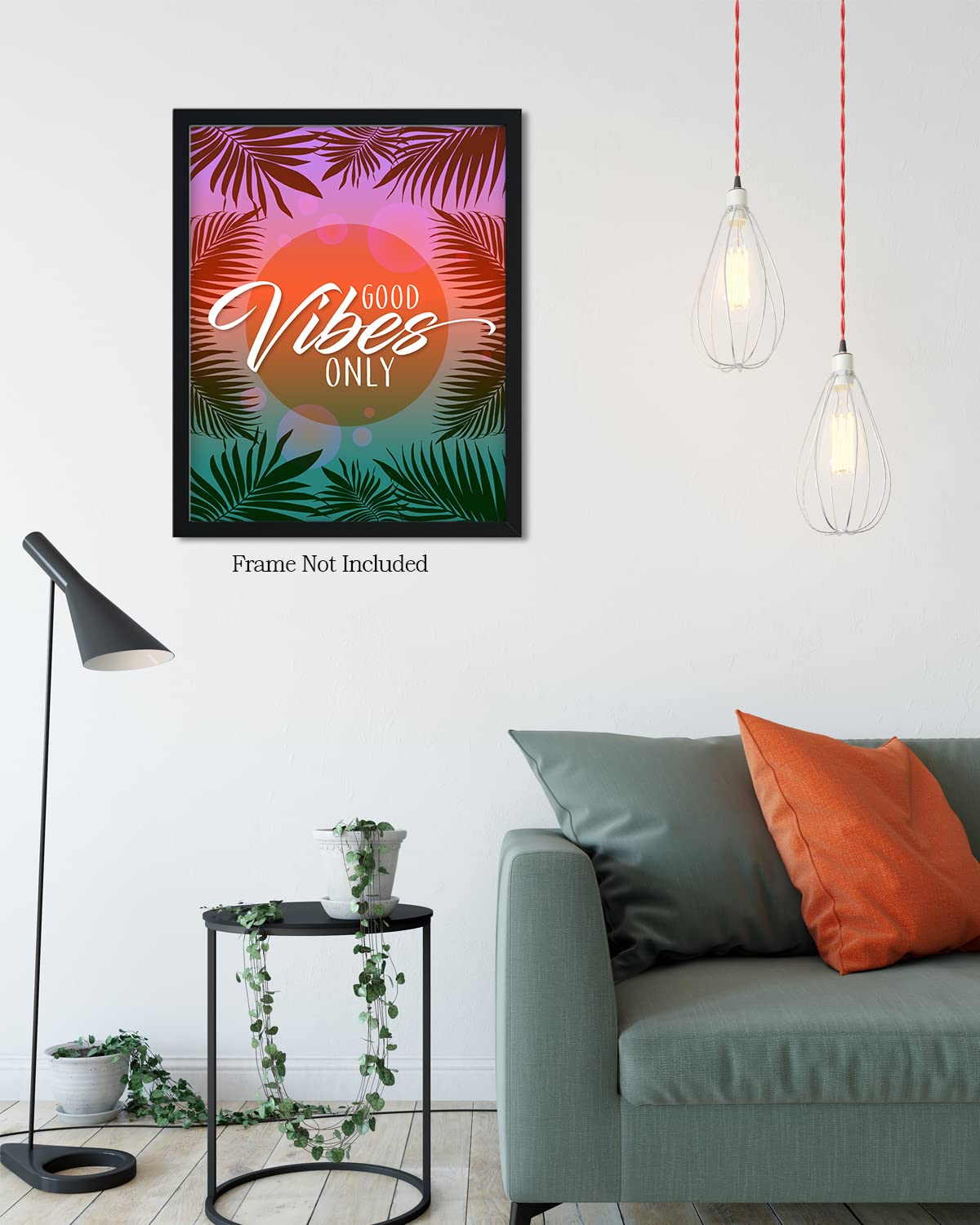 Good Vibes Only Inspirational Wall Art Poster - 16x20 Unframed Beach Themed Bedroom Decor for Teen Girls & Women - Positive Affirmations Office Desk Decoration - Perfect for Coastal Style Rooms, Dorm Walls & Work Spaces