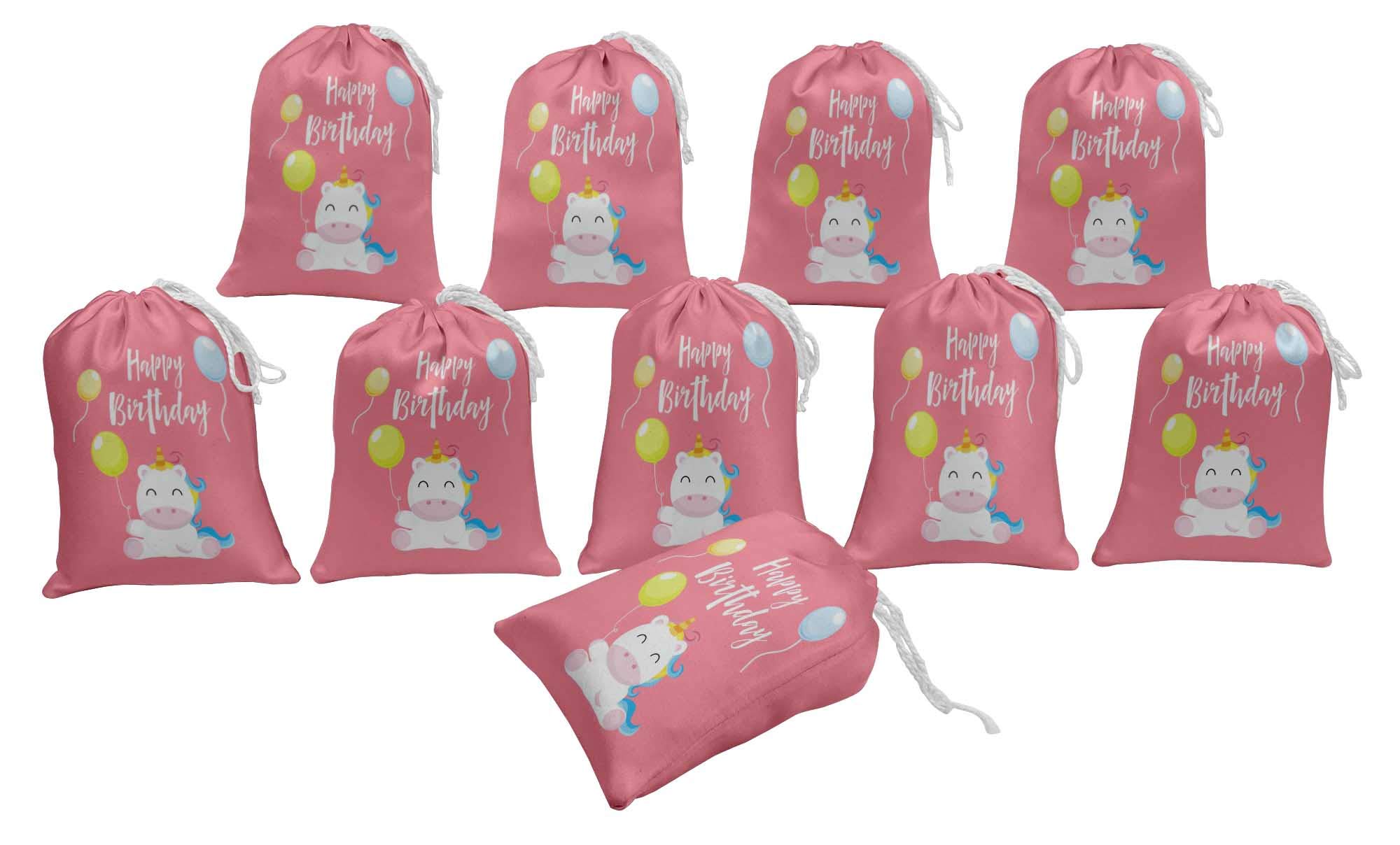Pink Unicorn Party Favor Bags - 15pcs Birthday Gift Pouches for Girls, Baby Shower & Kids Celebration Supplies | Perfect for Birthday Party Decorations, Goodie Bags, and Party Favors