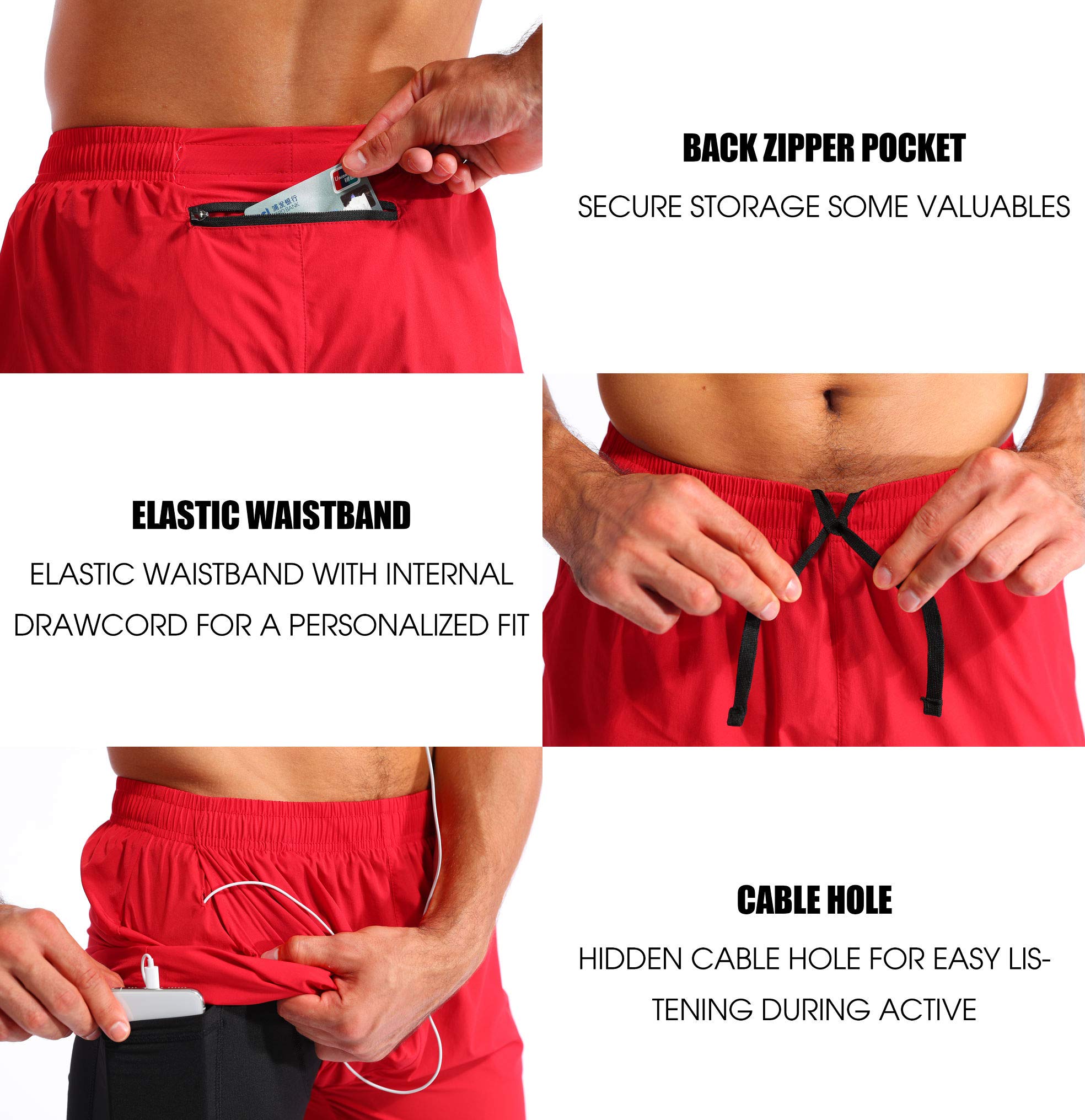Pudolla Men's 2-in-1 Running Shorts 5
