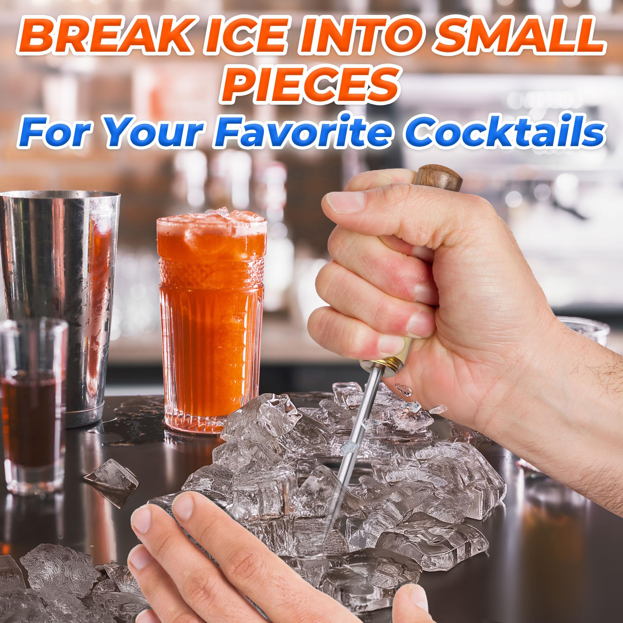 3Pcs Stainless Steel Ice Pick Set - Durable Home Bar & Kitchen Tools for Breaking Ice - Perfect for Bartending, Camping, Countertop & Outdoor Use