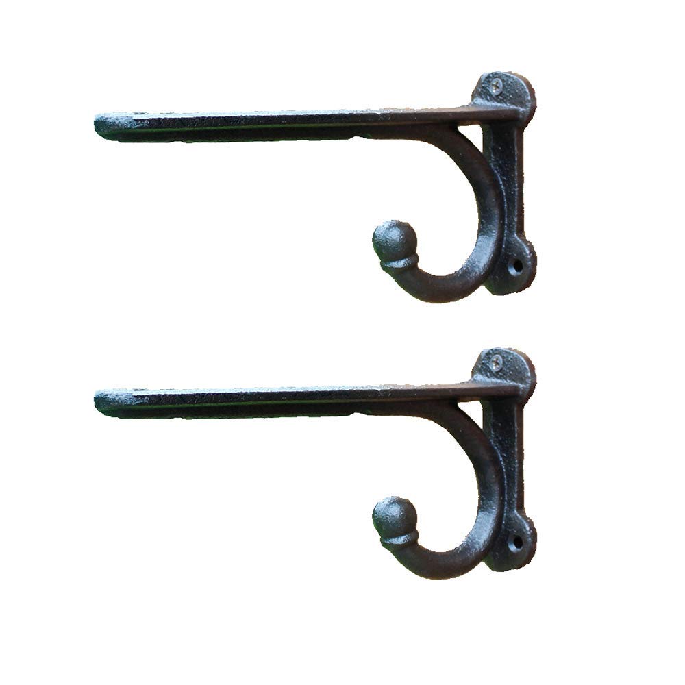 XJZKA Black Triangle Shelf Bracket - Heavy Duty Right Angle Iron Wall Mount Bracket with Hook - Set of 2 for Kitchen, Bathroom & Retail Shelving - Perfect for Organizing Spices, Towels & Display Items