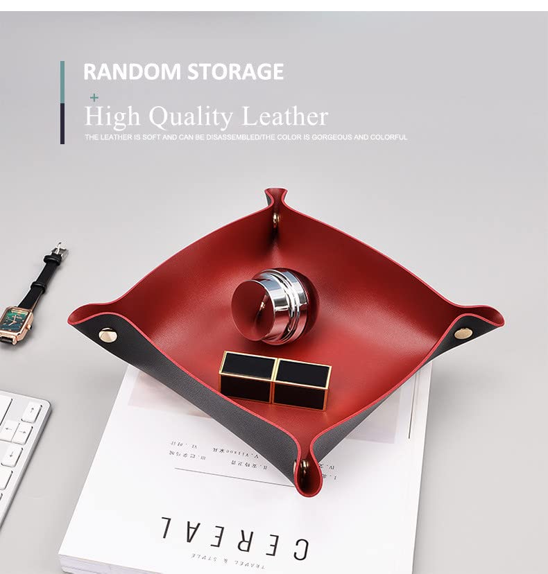 Premium PU Leather Jewelry Organizer Tray - Decorative Trinket Dish Box for Rings, Necklaces, Bracelets & Watches (2-Piece Set) - Perfect for Vanity, Dresser & Travel Jewelry Storage