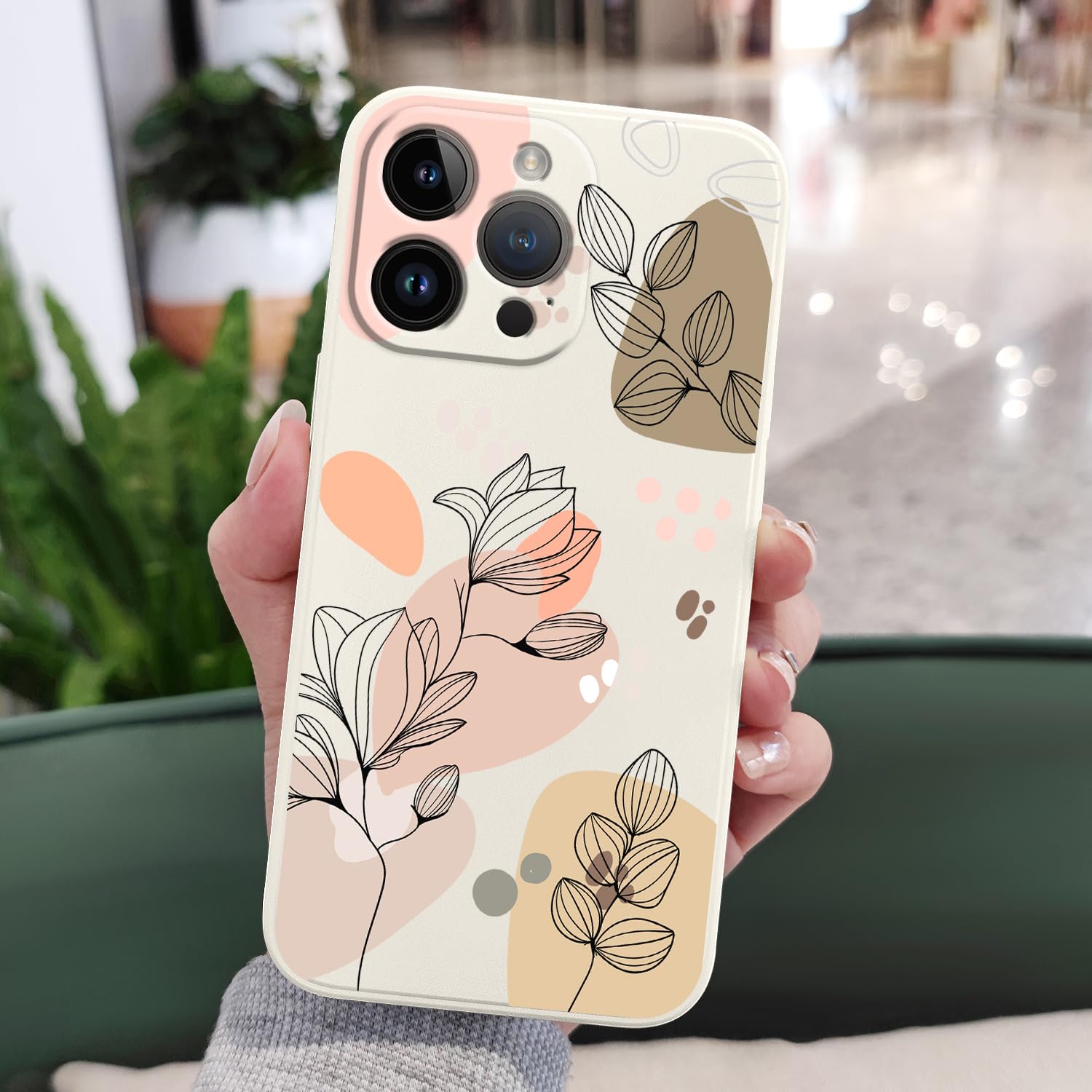 Premium Shockproof iPhone 15 Pro Max Case with Morandi Floral Design - Soft Protective Cover with Camera Lens Protection | Perfect for Everyday Use, Travel & Outdoor Activities