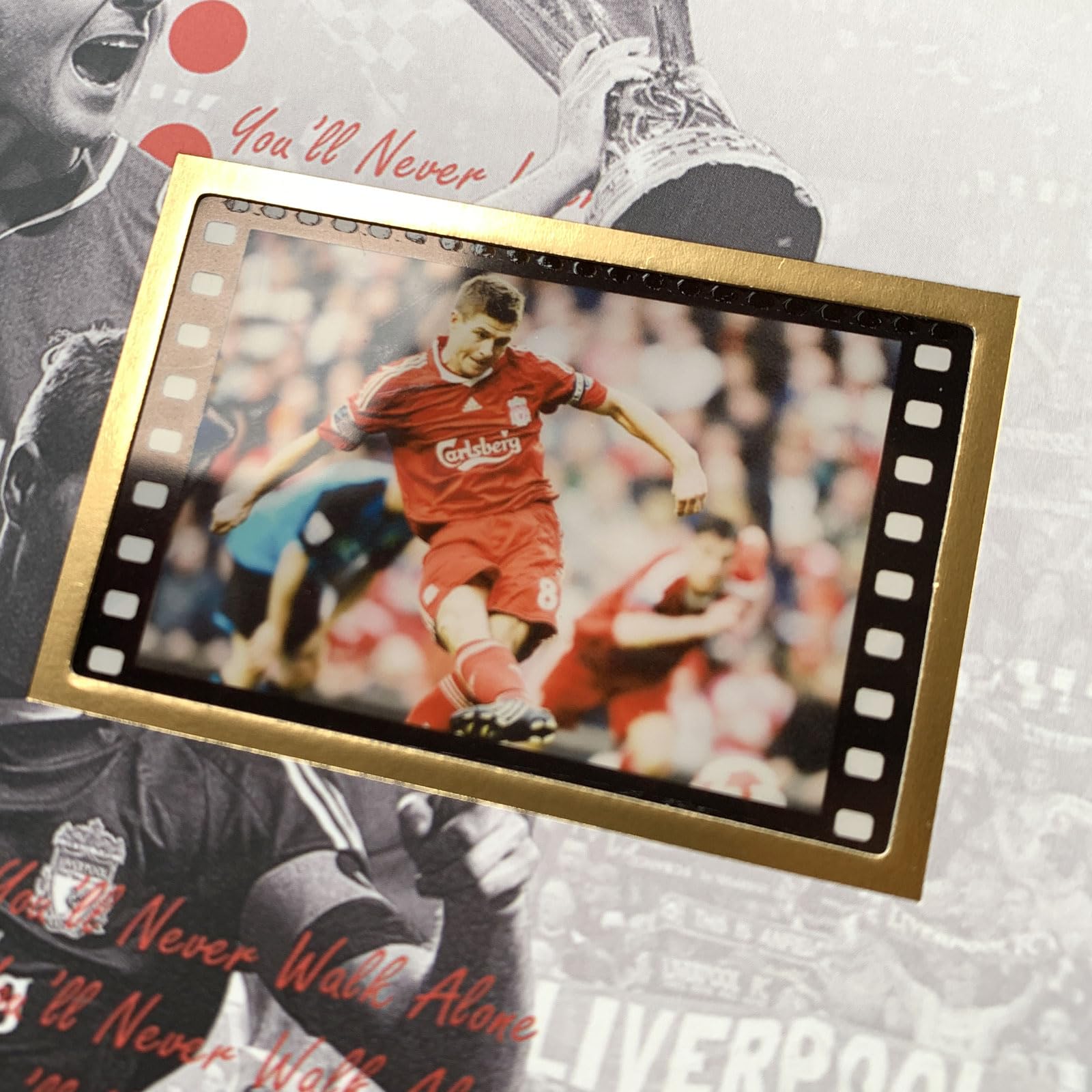 ORIMAMI Signed Steven Gerrard Soccer Poster - Framed 8x6 Inch Photo with 35mm Film Display - Perfect Gift for Liverpool FC Fans - Ideal for Man Cave, Sports Room Decor & Soccer Memorabilia Collection