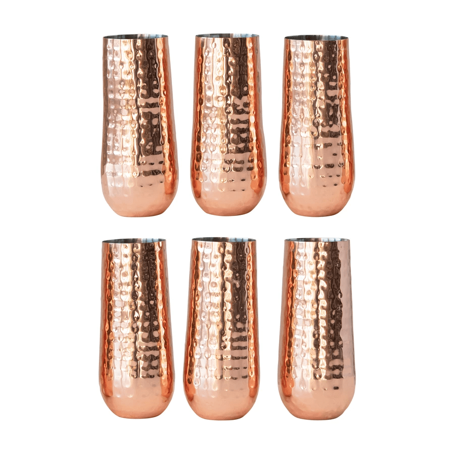 Premium Copper Champagne Flutes Set of 4 - Elegant Stemware for Wedding Toasts, Anniversary Celebrations & Romantic Dinners - Dishwasher Safe & Rust-Resistant