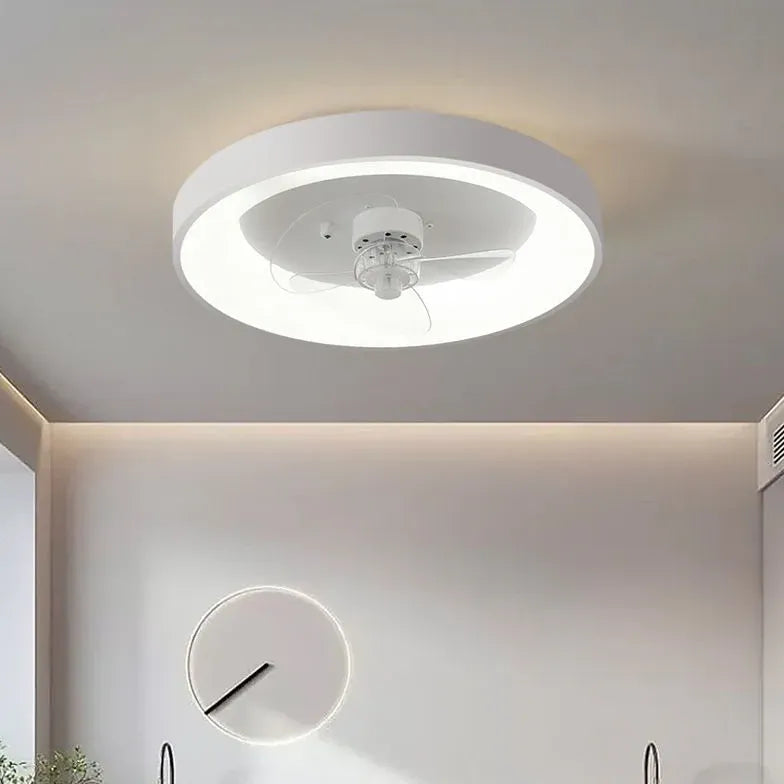 White Round Ceiling Fan with Light - Modern LED Lighting & Remote Control - Perfect for Bedroom, Living Room & Outdoor Patio