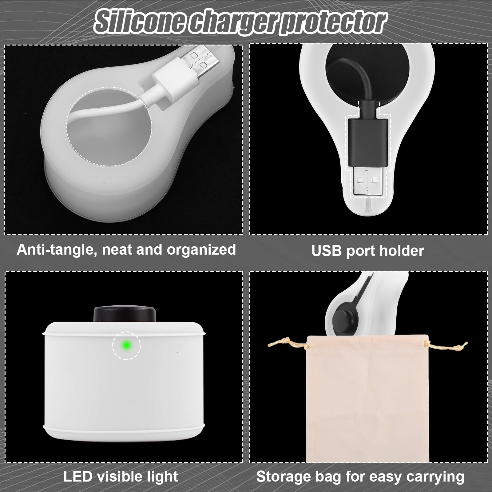 Silicone Charger Case for Oura Ring Gen3 - Washable USB Cable Storage Box with LED Light & Transparent Protector Cover | Perfect for Travel, Gym & Home Organization