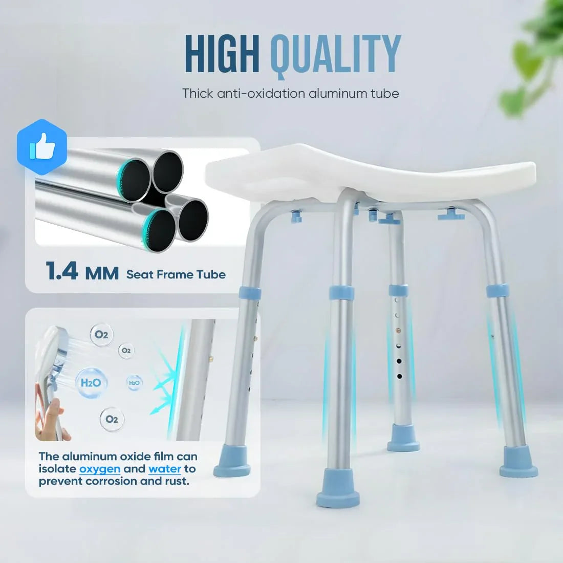 Heavy Duty 300LBS Capacity Shower Stool - Non-Slip Bath Seat for Elderly & Disabled - Perfect for Bathroom Safety & Relaxation