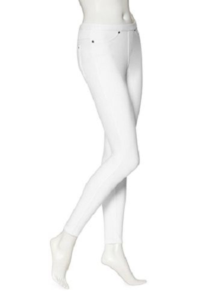 HUE Women's Solid Color Original Jeanz Denim Leggings - Stretchy Comfort Pants for Casual Wear, Work & Everyday Outfits