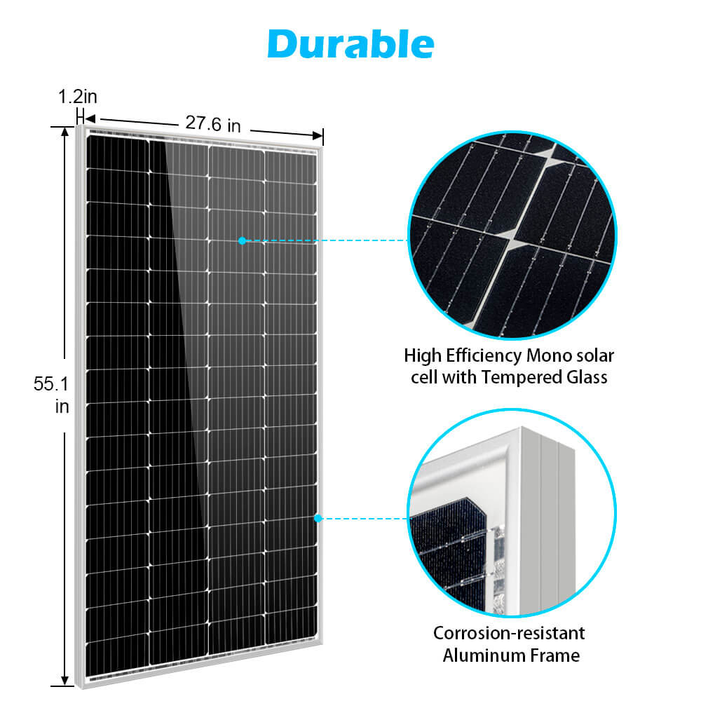 SunGoldPower 100W Monocrystalline Solar Panel - High Efficiency 12V Solar Panel for RV, Boat, Off-Grid & Home Use | SG 2P100WM