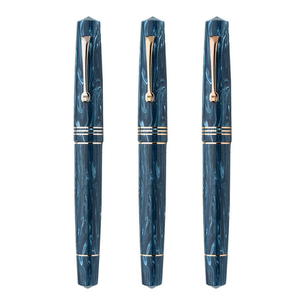 Leonardo Fountain Pen Momento Zero with 14K Gold Nib - Blue Positano Luxury Writing Instrument for Professionals & Collectors - Perfect for Signatures, Calligraphy & Gift Giving