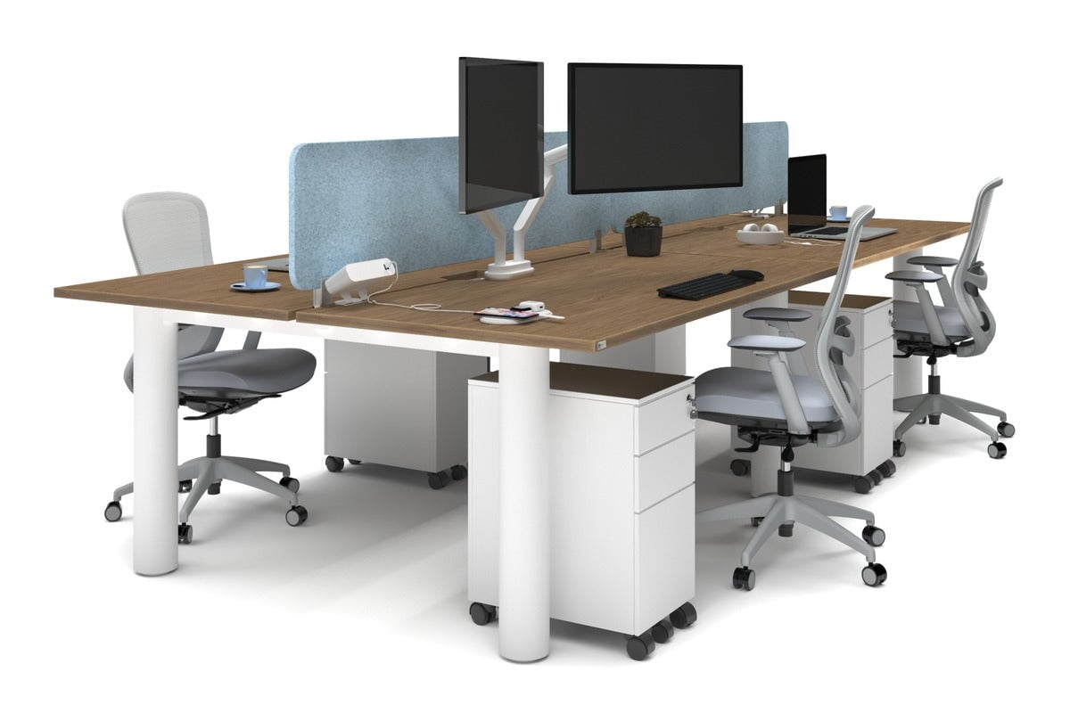Quadro Cylinder Leg 4-Person Office Workstation Desk - 1800L x 800W with Cable Management - Perfect for Collaborative Workspaces & Open Office Environments