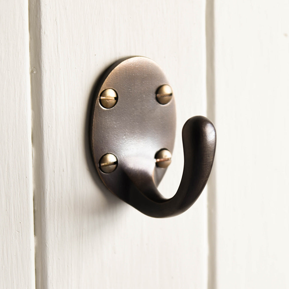 Vintage Distressed Antique Brass Wardrobe Hook - Large Size Heavy Duty Coat Hanger for Bedroom, Closet & Entryway Organization