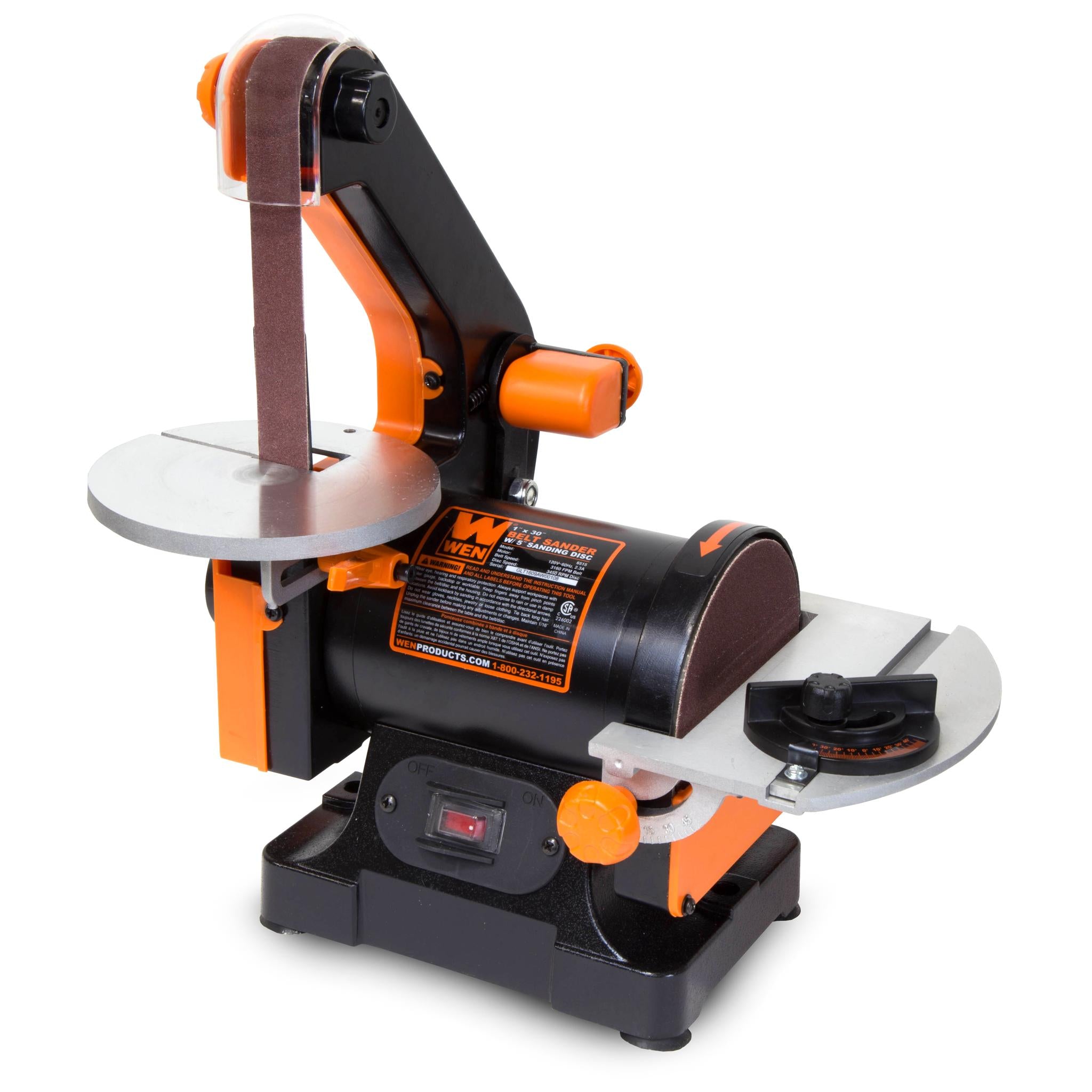 WEN AT1305 1 x 30 Inch Belt Sander with 5 Inch Sanding Disc - Professional Woodworking & Metal Sanding Tool for DIY Projects & Home Workshops