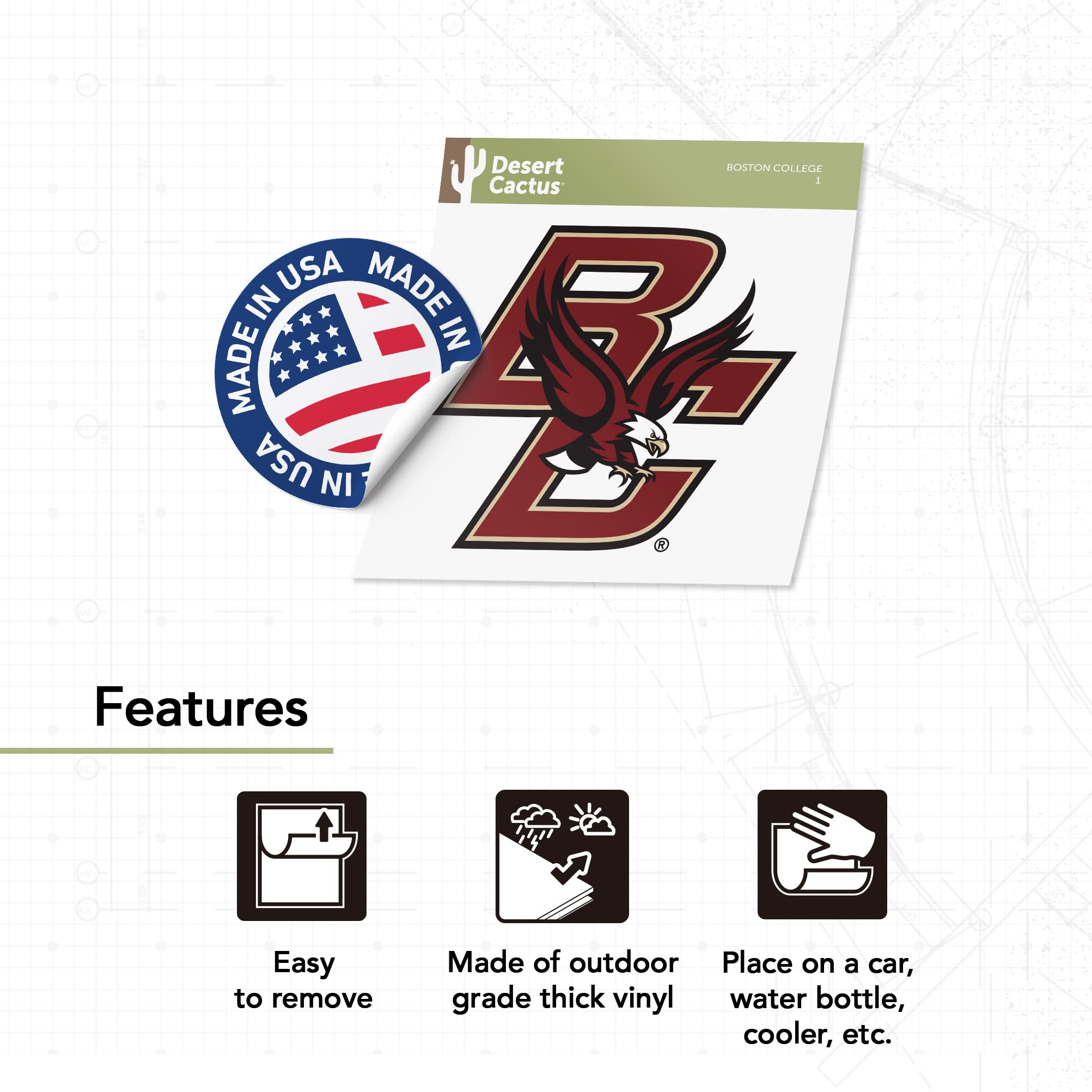 Boston College Eagles BC Vinyl Decal Sticker - Waterproof Laptop, Water Bottle, Car & Scrapbook Decoration - Perfect for College Fans, School Spirit & DIY Projects