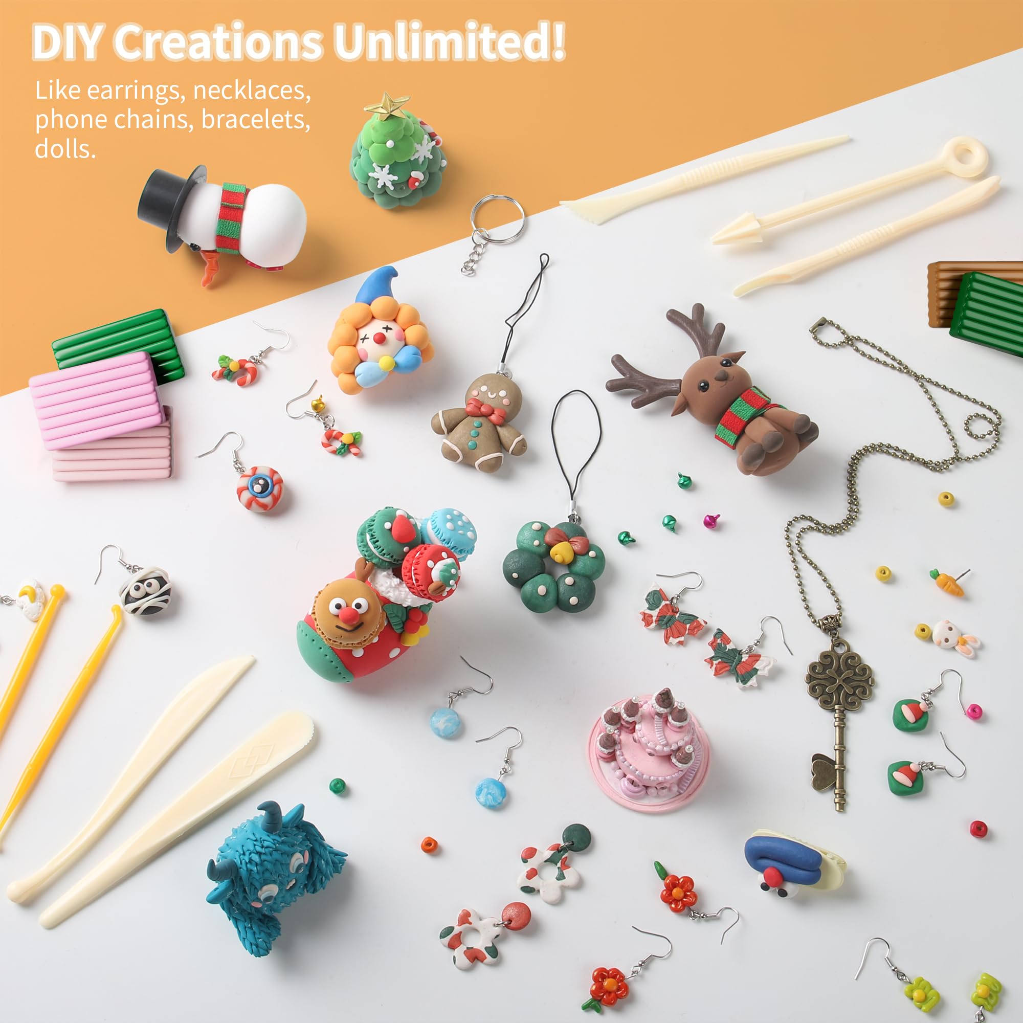 36 Colors Aestd-ST Polymer Clay Kit - Non-Sticky Oven Bake Modeling Clay with Sculpting Tools for Kids & Artists | Perfect for DIY Crafts, Holiday Gifts (Halloween/Christmas), and Art Projects