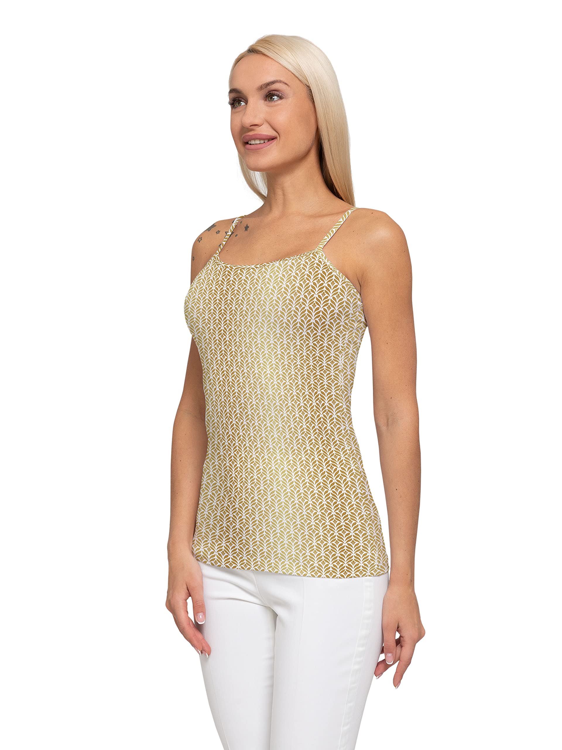 Lunarable Women's Scoop Neck Strap Tank Top - Breathable Sleeveless Camisole for Summer Layering & Casual Wear - World Language Design - Perfect for Beach Outings, Travel & Everyday Comfort