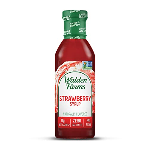 Walden Farms Sugar Free Strawberry Syrup 12 oz - Zero Fat, Low Calorie Pancake & Waffle Topping - Perfect for French Toast, Ice Cream, Lemonade, Desserts & Healthy Snacks | Keto, Vegan & Diabetic Friendly Sweetener