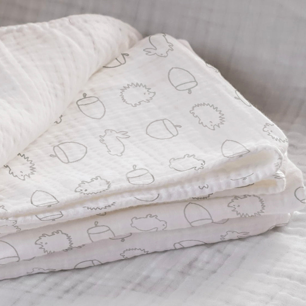 Steiff Hedgy Hedgehog Plush Toy & Woodland Muslin Baby Blanket Gift Set - Perfect for Newborns, Showers & Nursery Decor