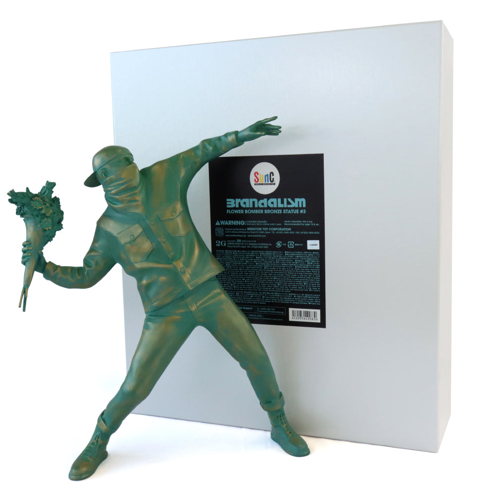 Banksy X Medicom Toy Flower Bomber Bronze Statue - Limited Edition Art Collectible for Home Decor & Office Display