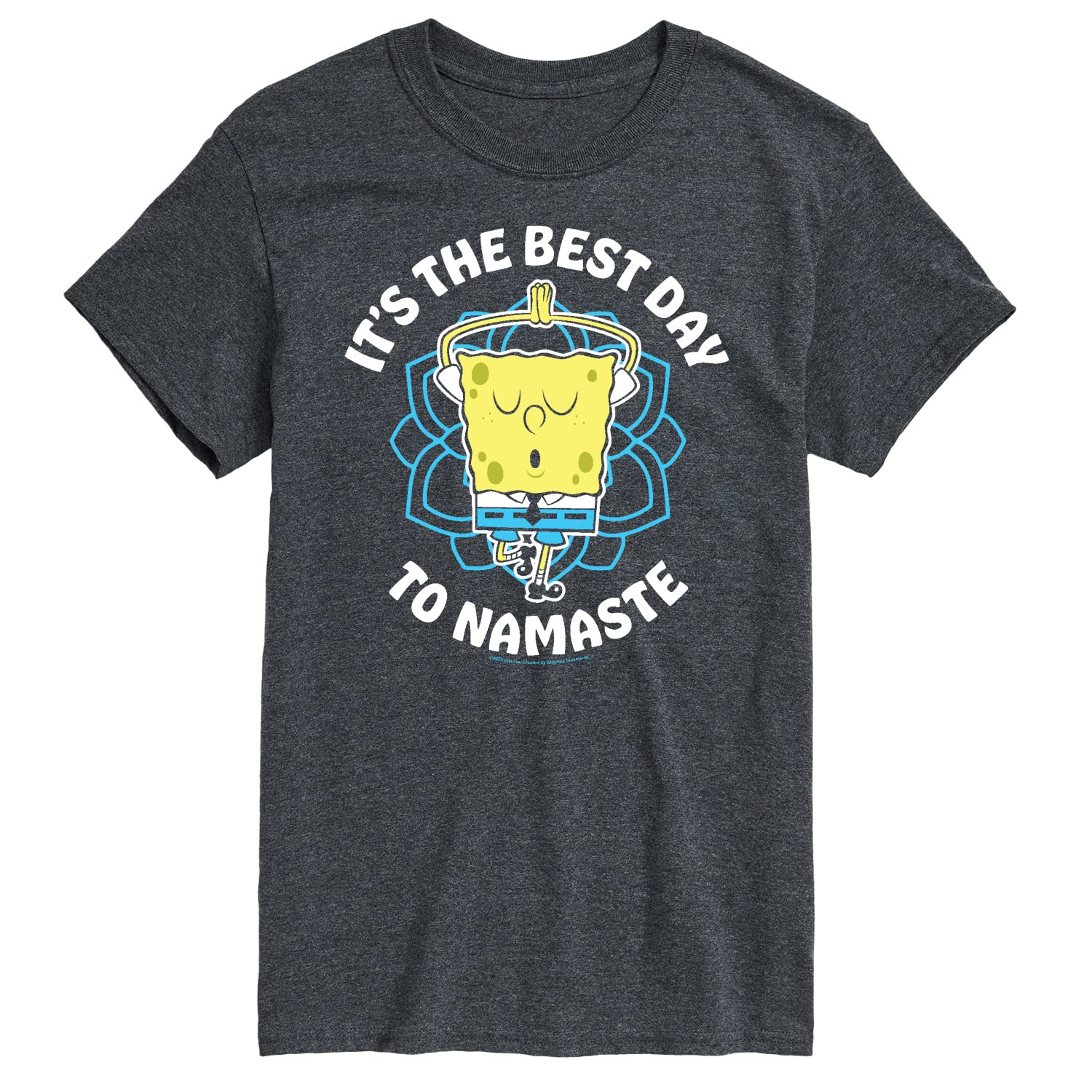 HYBRID APPAREL Spongebob Squarepants The Best Day to Namaste Men's Graphic T-Shirt - Funny Cartoon Tee for Fans, Casual Wear & Gift Ideas - Perfect for Beach Outings, Lounge Wear & Anime Conventions