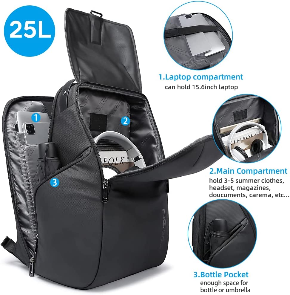 BANGE Premium Anti Theft Backpack - Waterproof Travel Laptop Backpack with USB Charging Port for Men & Women, Perfect for Commuting, Business Trips and Outdoor Adventures