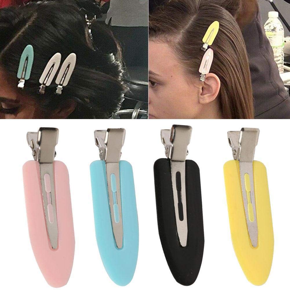 4 Pcs No Bend Hair Clips - Seamless Leaf Barrettes for Curly Hair, Bangs & Sectioning - No Mark No Crease Hair Styling Tools for Makeup & Hairstyling - Perfect for Salon, Home Use & Travel
