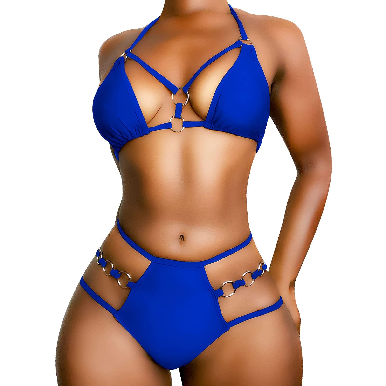 Women's Two Piece Bikini Set - Plunge Neck Swimwear with Cover Up | Summer Bathing Suit for Beach, Pool & Vacation | Period Swimwear Outfit