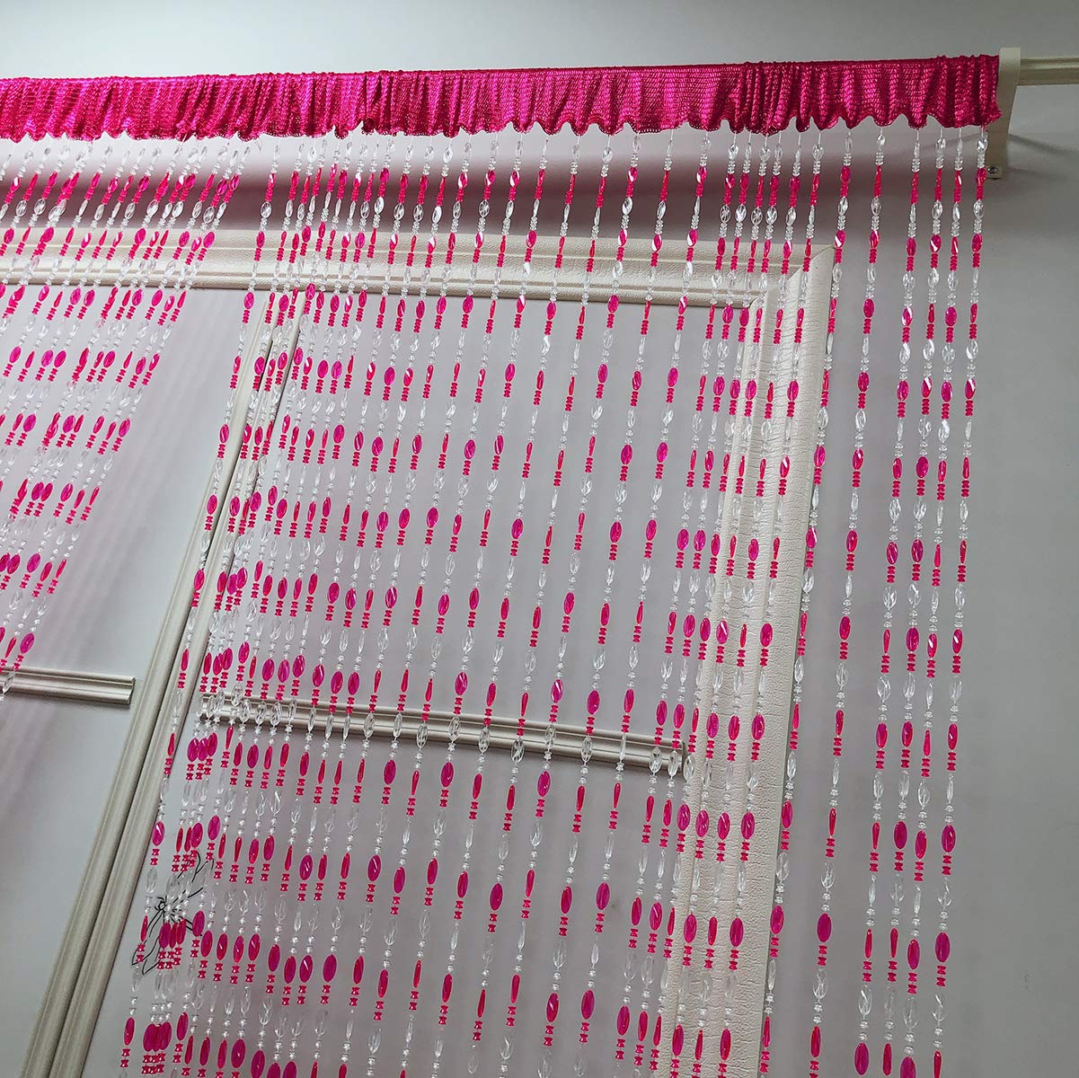 ZiDeTang Acrylic Beaded Door Curtain - Elegant Tassel Room Divider for Home Décor (Rose, 300cm x 250cm) - Perfect for Bedroom, Living Room, and Boho Style Interior Design
