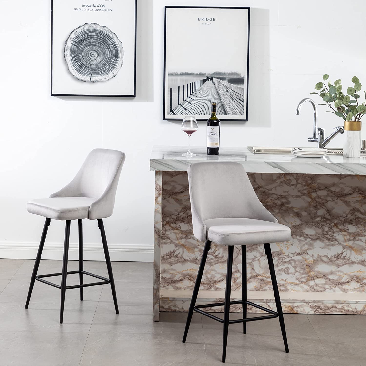 BTEXPERT Set of 4 Premium Upholstered Bar Stools - 25