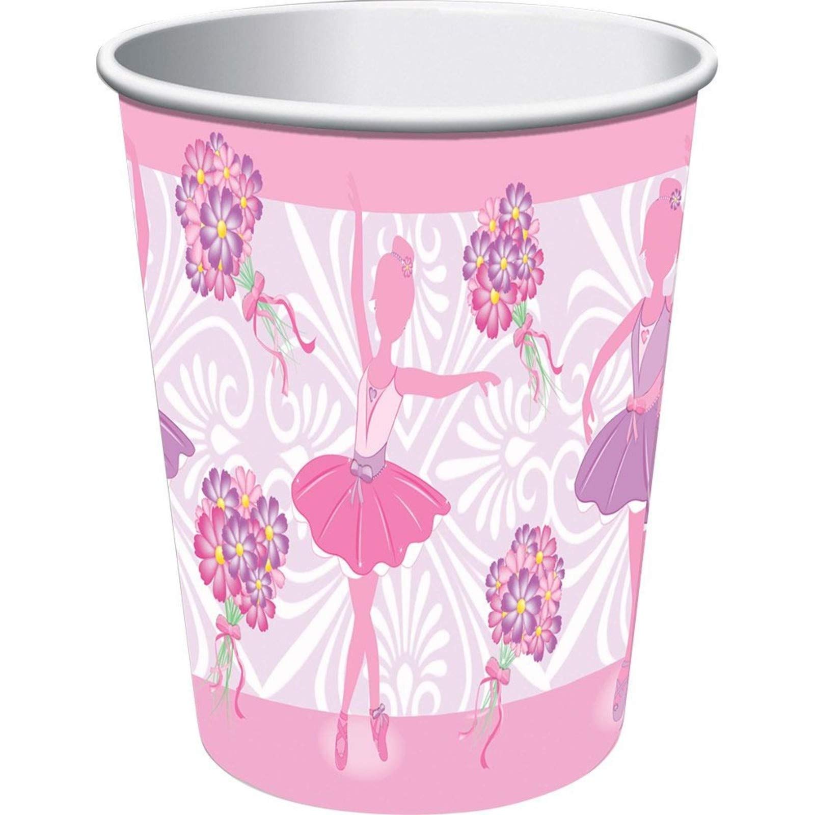 Forum Novelties 9 Oz Ballerina Cups - 8 Pack Multi-Colored Plastic Party Cups for Kids Birthday, Baby Shower & Themed Events