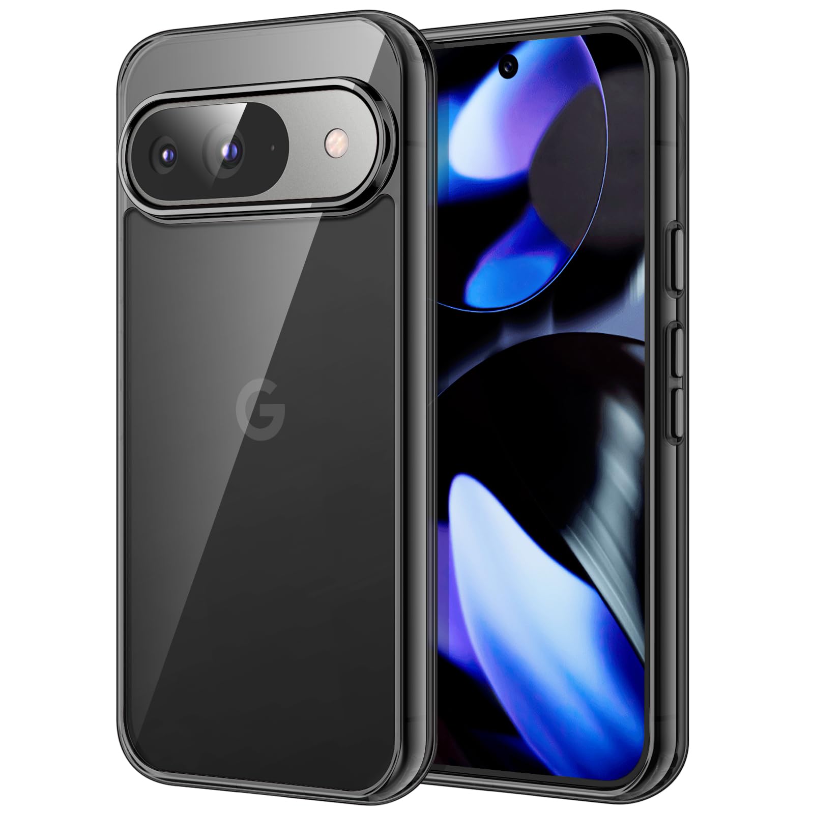 JETech Shockproof Phone Case for Google Pixel 9/9 Pro 2024 - Non-Yellowing Bumper Protective Cover with Anti-Scratch Hard PC Back (Black) - Perfect for Daily Use, Outdoor Activities & Travel Protection