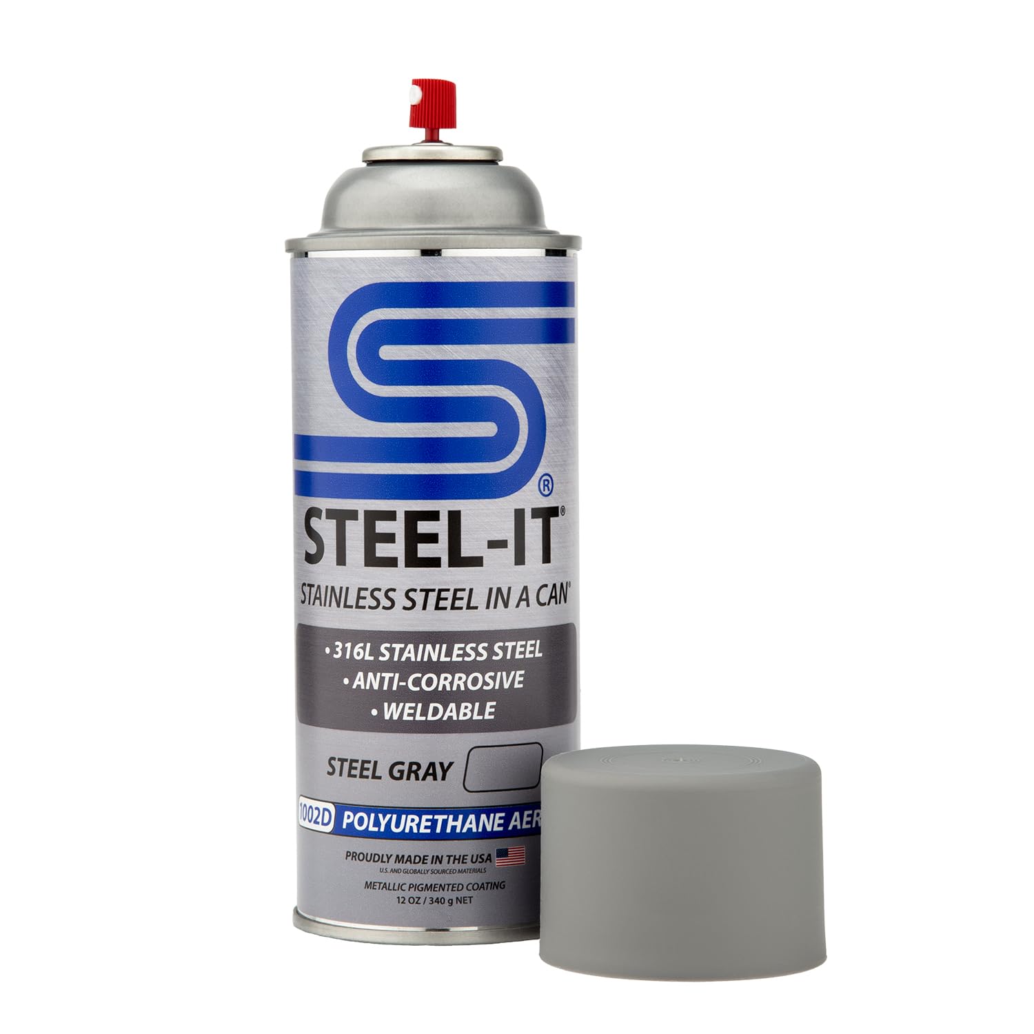 Steel-It 1002D Polyurethane Aerosol Spray Paint - Industrial Grade, Weldable, Rust Resistant Coating - Steel Gray (5 Pack) - Perfect for Metal Fabrication, Automotive Repair & Industrial Equipment Maintenance