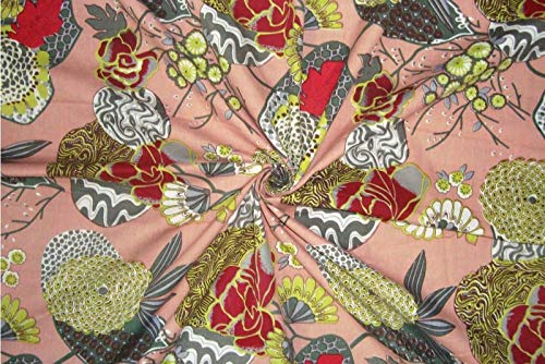 YUVANCRAFTS 10 Yard Fruit Print Beige Cotton Fabric for Running Clothes, Sportswear & Activewear - Perfect for DIY Running Shorts, Yoga Pants & Athletic Apparel