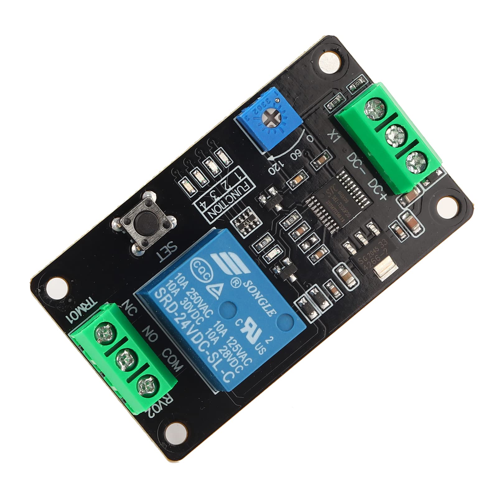 Delay Timer Relay Switch - 5V 12V 24V DC Adjustable Self-Locking On/Off Timer Module with 555 Timer (DC24V) for Industrial Automation, Home Appliances & DIY Electronics Projects