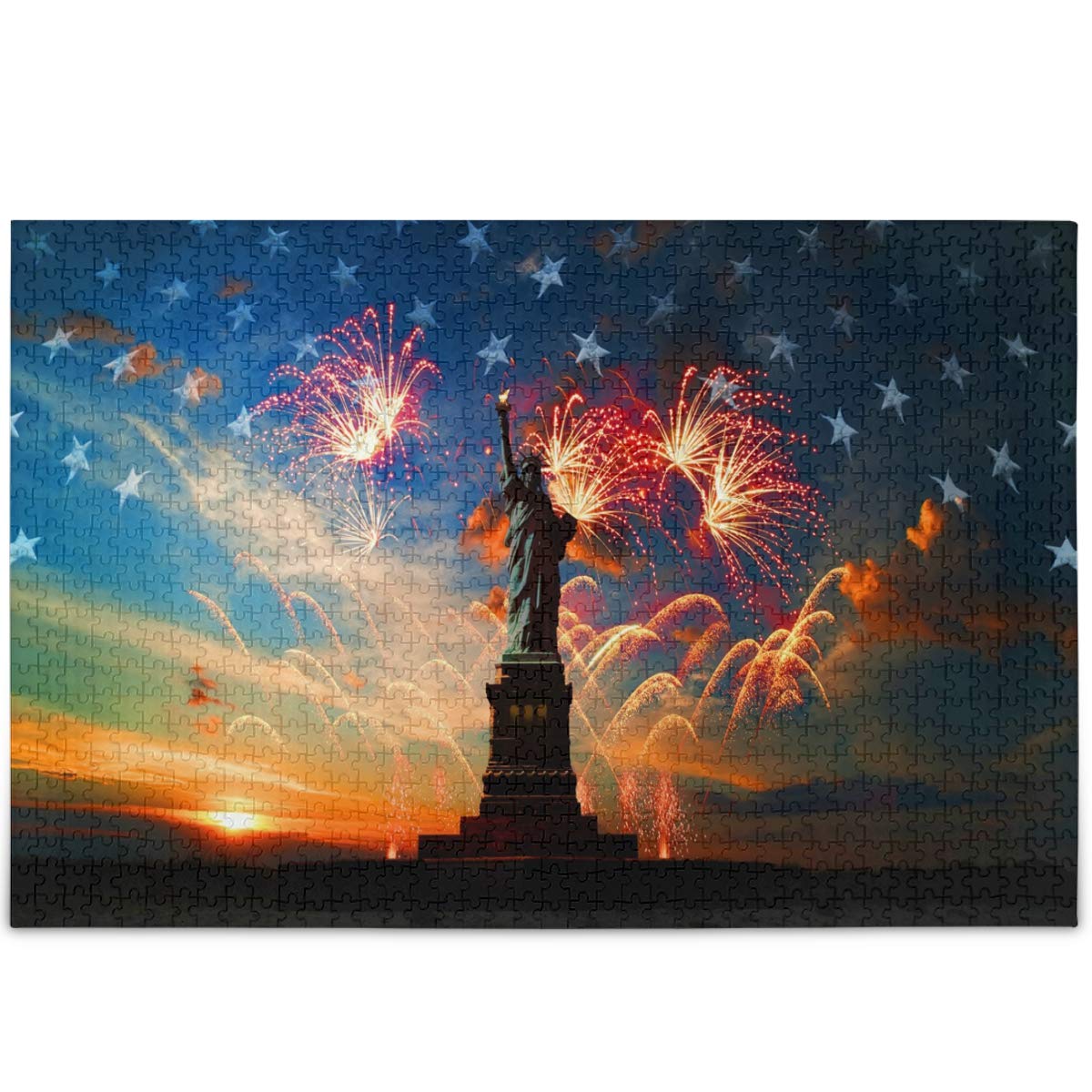 500-Piece Statue of Liberty Jigsaw Puzzle with USA Sunrise & Fireworks - Challenging Puzzle for Adults & Kids - Perfect for Family Game Night & Home Decor
