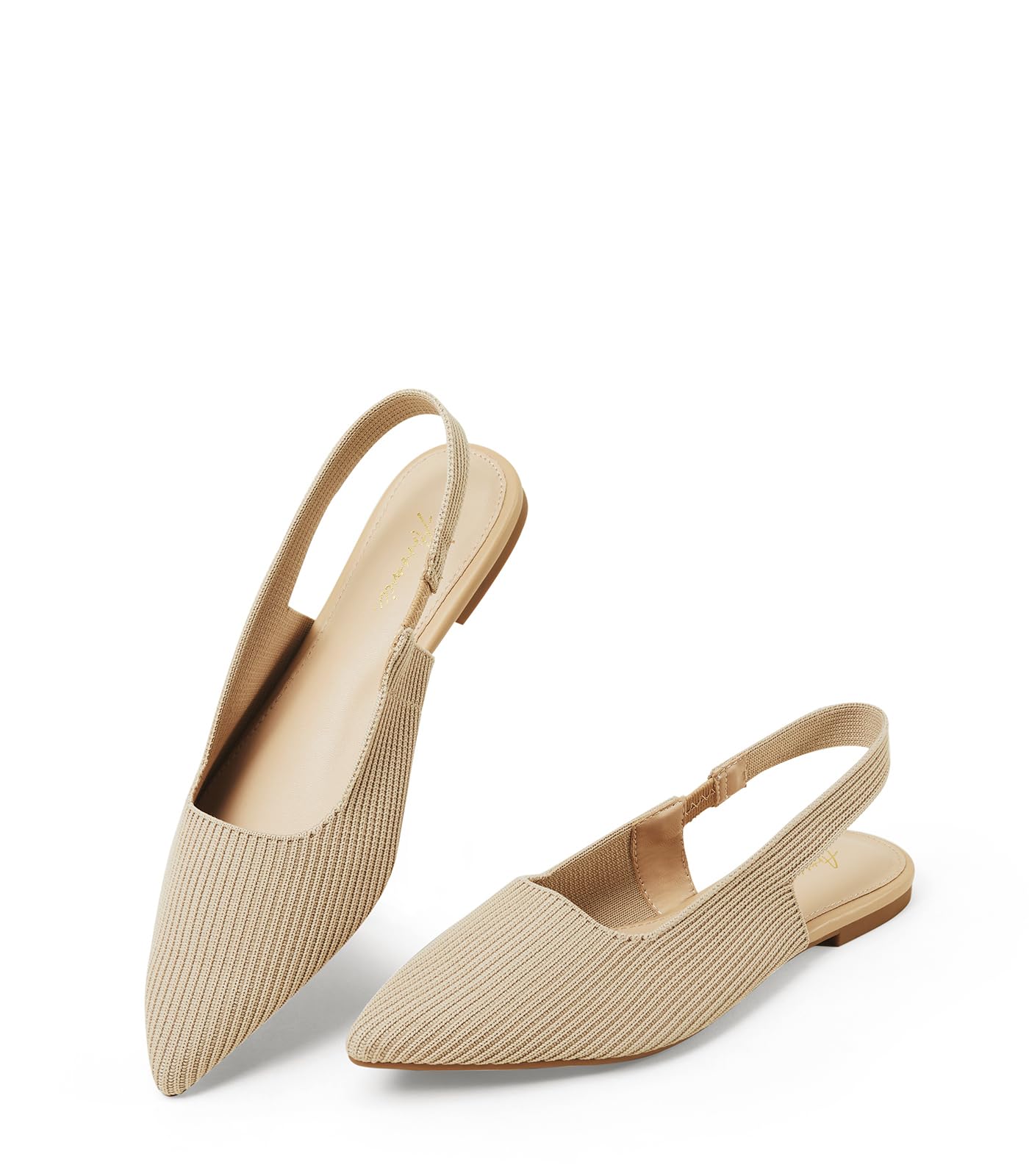 Arromic Women's Pointed Toe Slingback Ballet Flats - Comfortable Knit Slip On Dress Shoes for Work, Party & Daily Wear