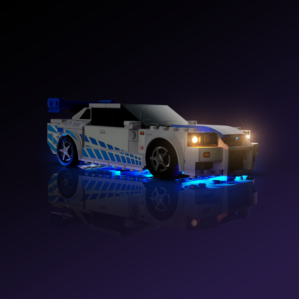 LEGO® Speed Champions 2 Fast 2 Furious Nissan Skyline GT-R (R34) #76917 Light Kit - DIY Lighting Set for LEGO Cars - Perfect for Display & Nighttime Play