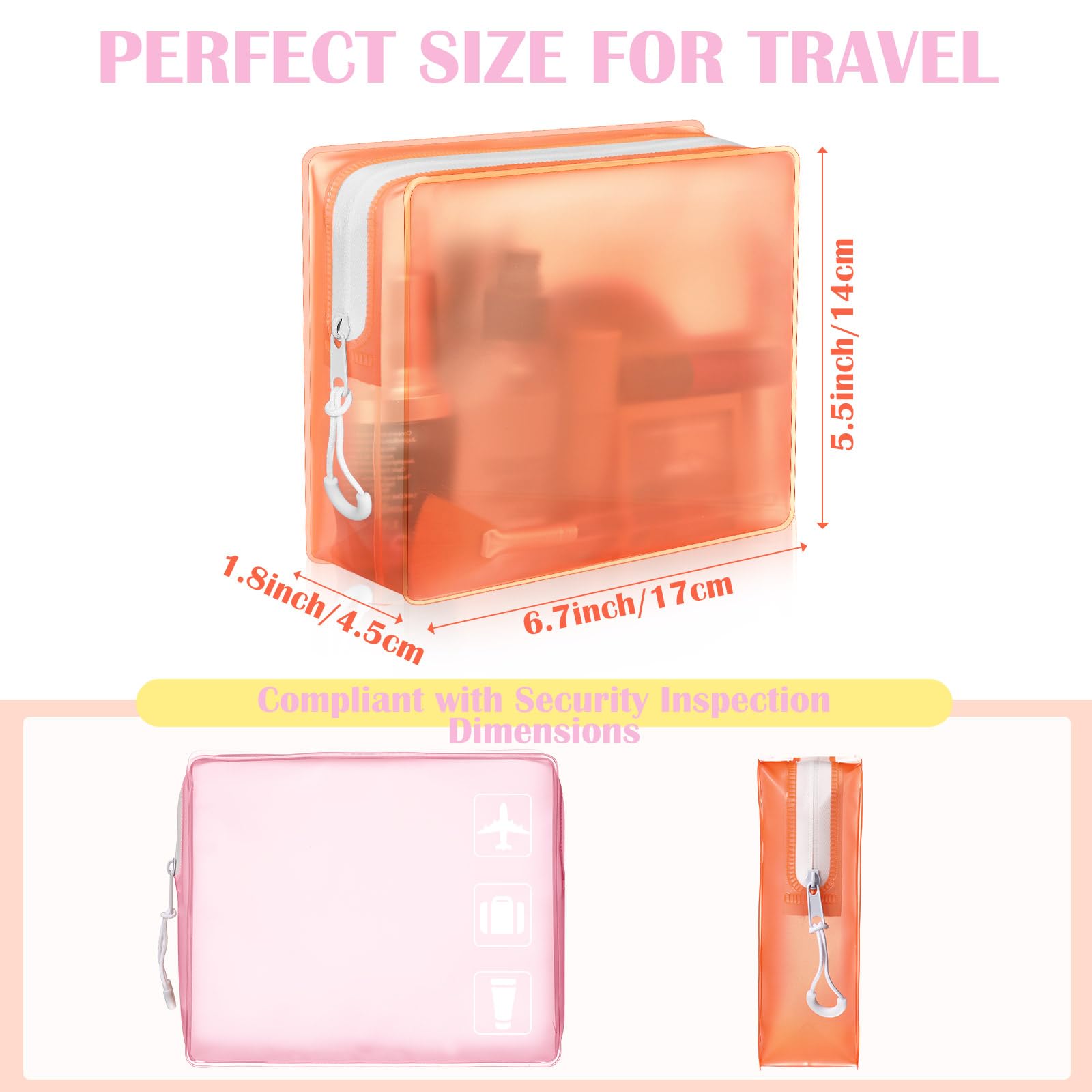 4 Pack TSA Approved Leak-proof Travel Toiletry Bags - Frosted Translucent Cosmetic & Makeup Organizer for Women & Men - Perfect for Airport Security & Weekend Getaways (Pastel Colors)