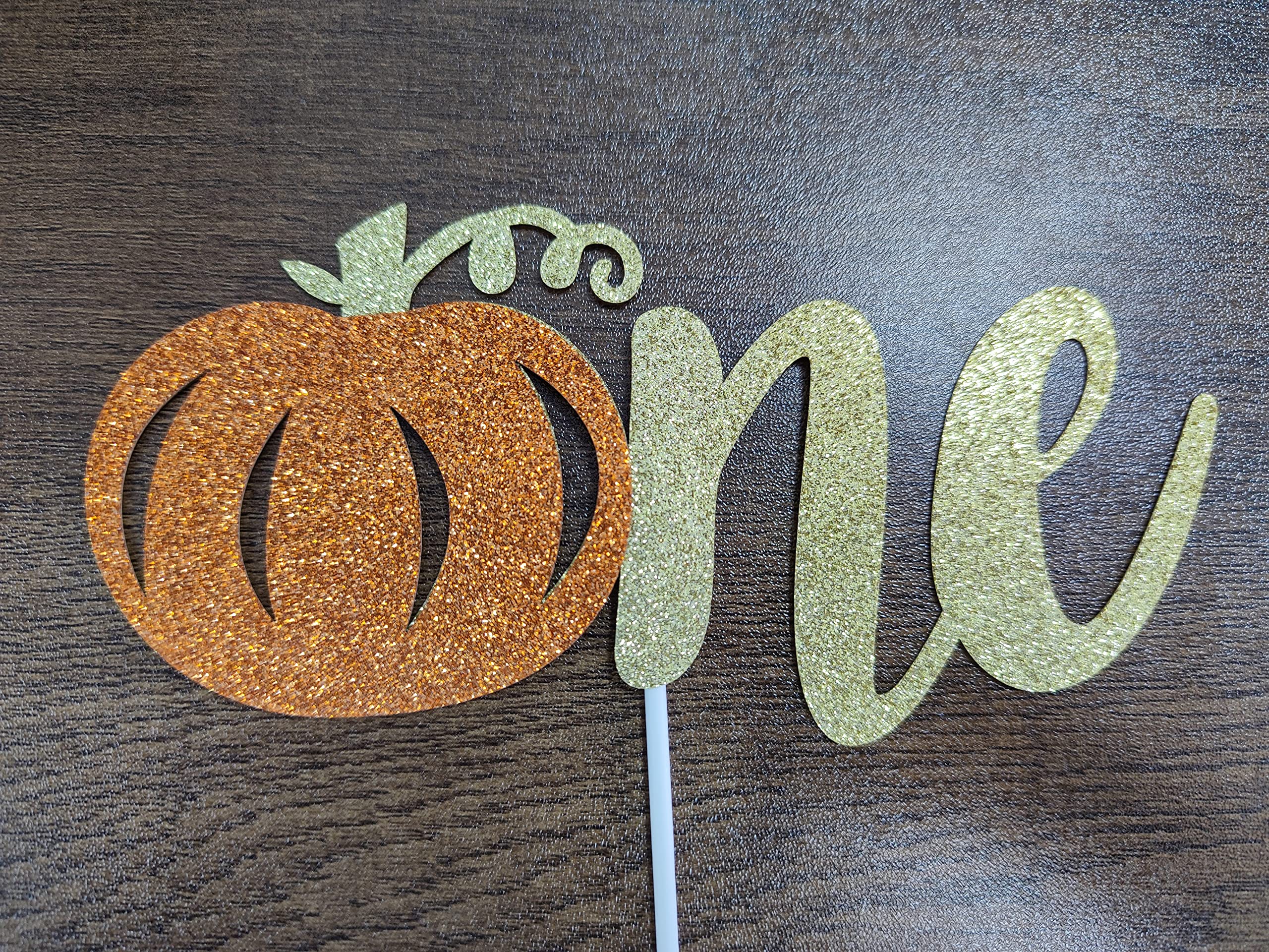 Glitter Pumpkin First Birthday Cake Topper - Little Pumpkin 1st Birthday Party Decorations, Fall Theme Cake Decor for Baby's 1st Birthday, Halloween & Autumn Celebrations