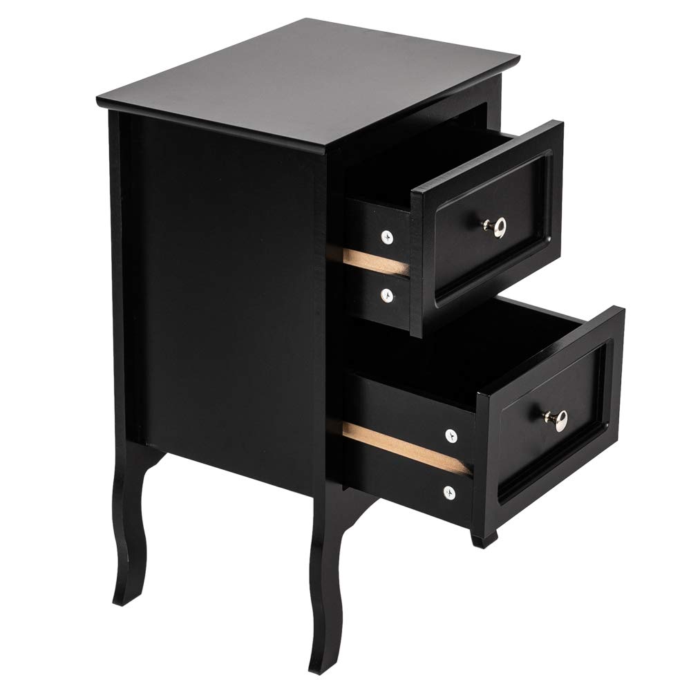 Modern Nightstand with 2-Tier Storage - Black End Table for Bedroom, Living Room & Office - Compact Side Table with Open Shelves for Books, Alarm Clock & Bedroom Essentials