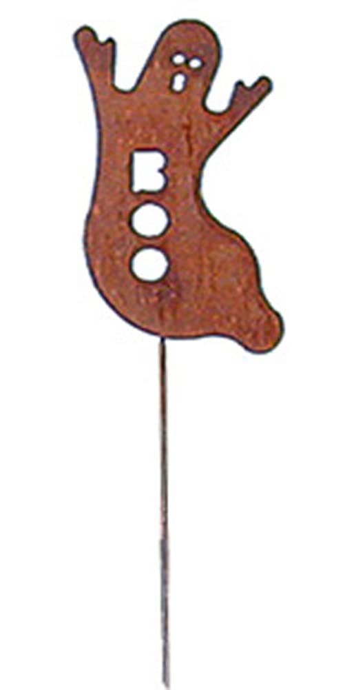 35 Inch Rusted Wrought Iron Ghost Garden Stake - Vintage Halloween Outdoor Decor for Yard, Graveyard & Spooky Landscape Scenes