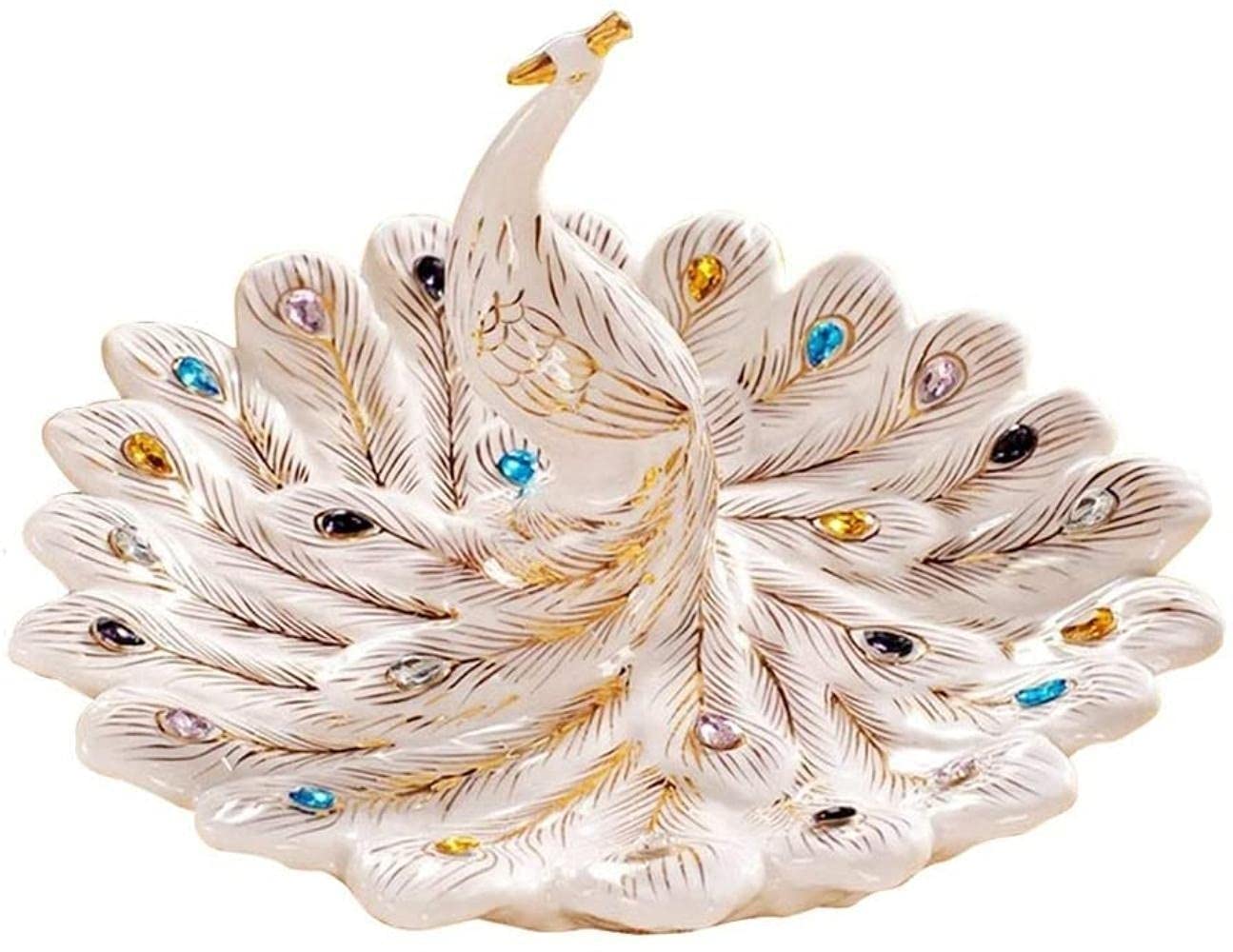 Exquisite Porcelain Peacock Fruit Bowl - Elegant Candy & Fruit Serving Plate, Decorative Ceramic Phoenix Craft Ornament for Dining Table Centerpiece | Perfect for Parties, Weddings, and Home Decor