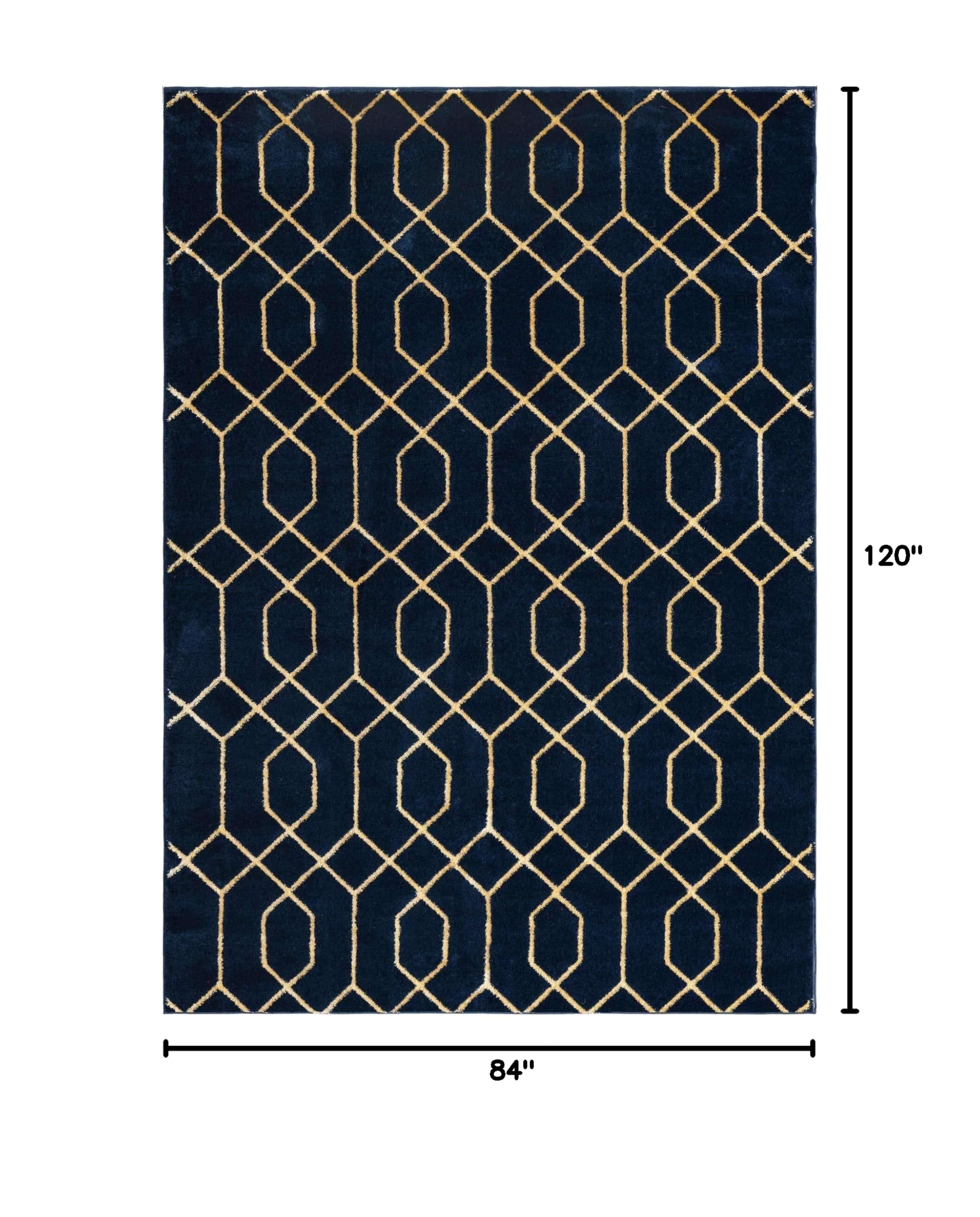 Unique Loom Marilyn Monroe Glam Collection Trellis Pattern Area Rug - 7' x 10' Rectangle Navy Blue & Gold - Perfect for Living Room, Bedroom or Office Decor
