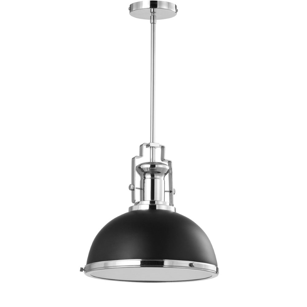 Modern Industrial Iron LED Dome Pendant Light - Vintage Edison Bulb Fixture for Kitchen Island, Dining Room & Bar Lighting (Black Finish)