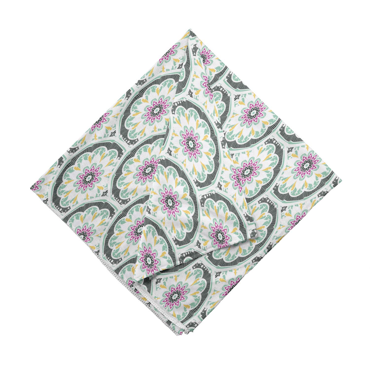 Ambesonne Oriental Unisex Bandana - Ottoman Floral Pattern in Sea Green & Hot Pink - Fashion Accessory for Men & Women - Perfect for Outdoor Activities, Concerts, and Style Statements